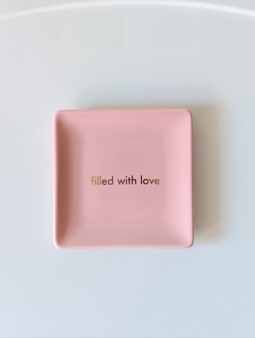 Kate Spade Lenox Square Trinket Ceramic Dish Filled With Love Pink Gold 4"